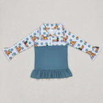 GT0308 Mallard Plaid Zipper Pullover Girl Shirt Top