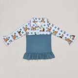 GT0308 Mallard Plaid Zipper Pullover Girl Shirt Top
