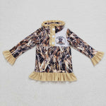 GT0313 Hunting Caller Camo Zipper Pullover Girl Shirt Top