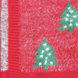 GT0356 Christmas Trees Red Knit Sweater Cardigan Girl's Coat