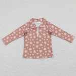 GT0363 Flower Zipper Pullover Kids Shirt Top