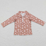 GT0363 Flower Zipper Pullover Kids Shirt Top