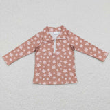 GT0363 Flower Zipper Pullover Kids Shirt Top