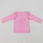 GT0369 Embroidery Christmas Santa Pink Girl Shirt Top