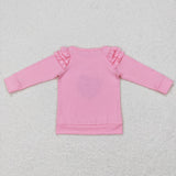 GT0369 Embroidery Christmas Santa Pink Girl Shirt Top