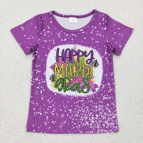 GT0374 Happy Mardi Gras Purple Girl Shirt Top