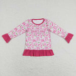 GT0402 Embroidery DADDY'S Girl Flower Pink Kids Shirt Top