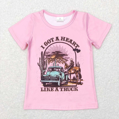 GT0406 I got a heart Like a Truck Pink Kids Shirt Top