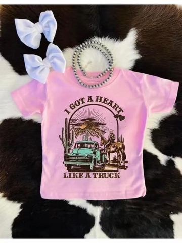 GT0406 I got a heart Like a Truck Pink Kids Shirt Top