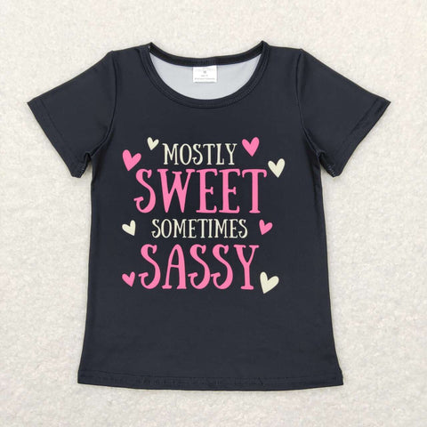 GT0422 Mostly Sweet Sometimes Sassy Girl Kids Shirt Top