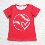 GT0430 Baseball Red Love Kids Shirt Top