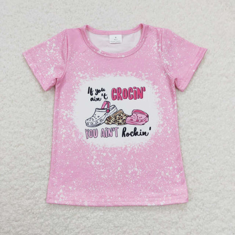 GT0443 Rockin Shoes Pink Girl Kids Shirt Top