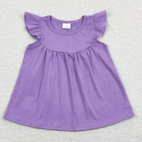 GT0461 Solid Color Cotton Purple Girl Kids Shirt Top
