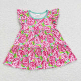 GSSO0615 Summer Flower Mint Girls Shorts Set