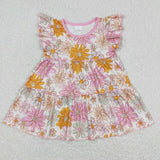 GSSO0616 Summer Flower Pink Tunic Girls Shorts Set