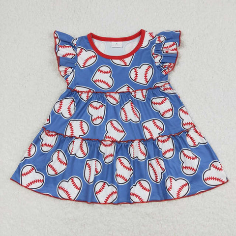 GT0483 Baseball Ruffles Girl Kids Shirt Tunic Top