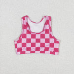 GSSO0905 Pink Plaid Girls Shorts Set