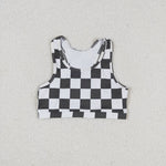 GSSO0906 Black Plaid Girls Shorts Set