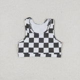 GSSO0906 Black Plaid Girls Shorts Set