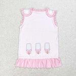 GT0534 Embroidery Popsicle Pink Girl Shirt Top