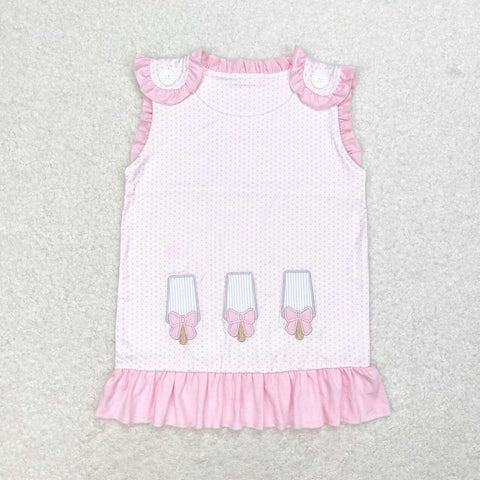 GT0534 Embroidery Popsicle Pink Girl Shirt Top