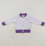 GT0559 Fashion Sequins Purple Kids Baseball Coat