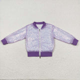 GT0559 Fashion Sequins Purple Kids Baseball Coat