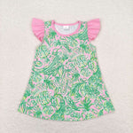 GT0561 Summer Garden Green Pink Tunic Girl Shirt Top