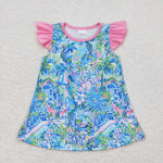 GT0563 Summer Lilly Blue Pink Tunic Girl Shirt Top