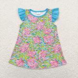 GT0566 Summer Lilly Pink Blue Tunic Girl Shirt Top