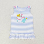 GSSO1102 Embroidery Summer Beach Pink Girls Shorts Set