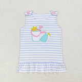GSSO1102 Embroidery Summer Beach Pink Girls Shorts Set