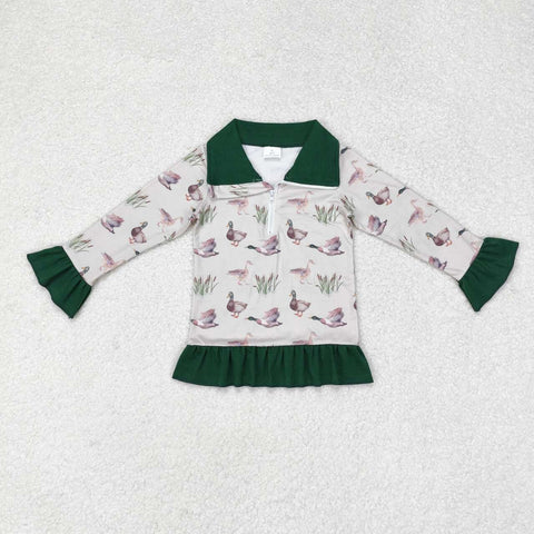 GT0605 Mallard Green Girls Zipper Pullover