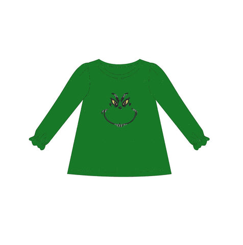 Preorder Notice GT0610 Christmas Green Animal Girl's Kids Shirt Top