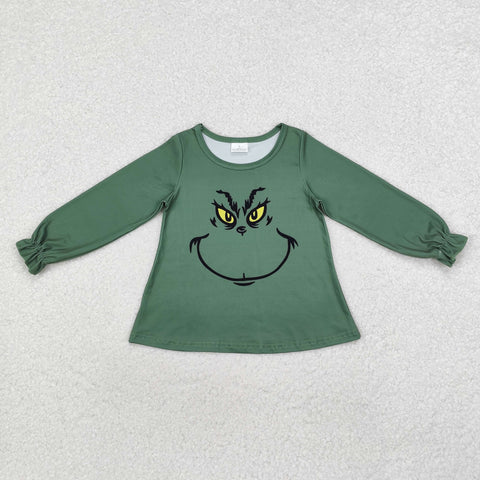 GT0610 Christmas Green Animal Girl's Kids Shirt Top