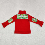 GT0611 Christmas Green Animal Kids Zip Pullover Girl