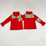 GT0611 Christmas Green Animal Kids Zip Pullover Girl