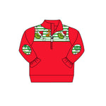 GT0611 Christmas Green Animal Kids Zip Pullover Girl