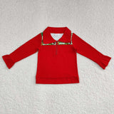 GT0611 Christmas Green Animal Kids Zip Pullover Girl