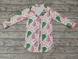 GT0622 Christmas Trees Cake Red Sleep weer Adult's Shirt Dress