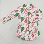 GT0622 Christmas Trees Cake Red Sleep weer Adult's Shirt Dress