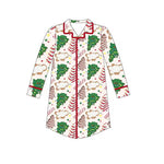 GT0622 Christmas Trees Cake Red Sleep weer Adult's Shirt Dress