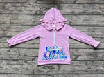 GT0625 Garden Purple Ruffles Zip Hoodie Kids Pullover Top