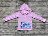 GT0625 Garden Purple Ruffles Zip Hoodie Kids Pullover Top