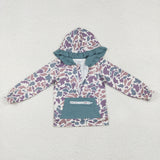 GT0629 Hunting Camo Ruffles Girl Zip Hoodie Kids Pullover Top