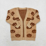 Halloween Pumpkin Ghost Knit Sweater Cardigan Girl's Coat