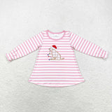 GT0659 Embroidery Christmas Dog Kids Girl Shirt Top