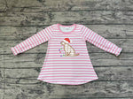 GT0659 Embroidery Christmas Dog Kids Girl Shirt Top