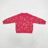 GT0665 Christmas Candy Canes Kids Knit Sweater Top