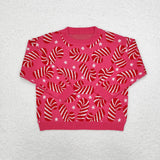 GT0665 Christmas Candy Canes Kids Knit Sweater Top